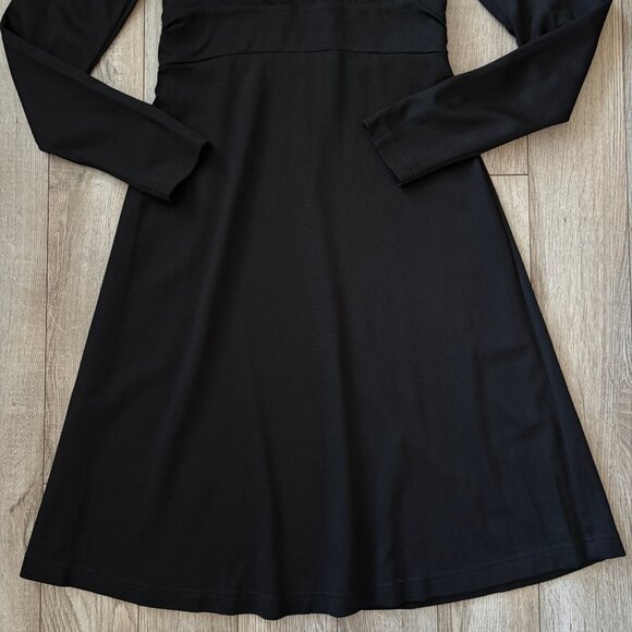 Eddie Bauer Faux Wrap Long Sleeve Black Dress Womens Size Small Travel Comfycore - Picture 3 of 13